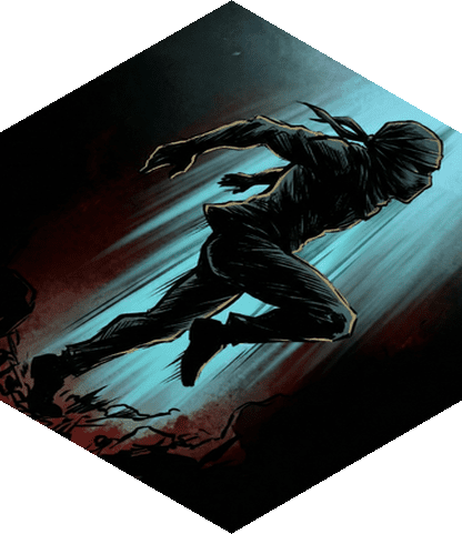 Black-and-white manga-style mastery icon, Dash: a forward-lunging afterimage with speed lines